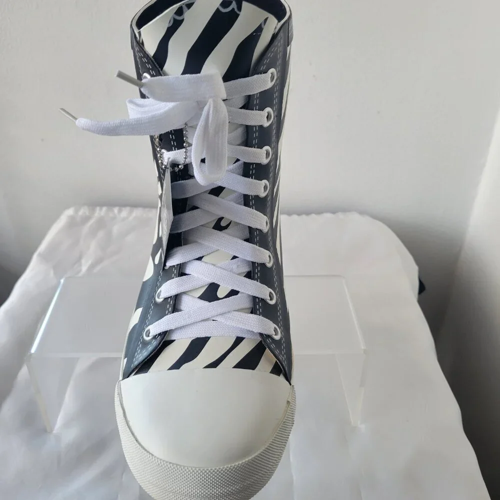 NWT - Elvetik Zebra Stripes Rubber Lace-up Boots Swiss Design (US Size 5)